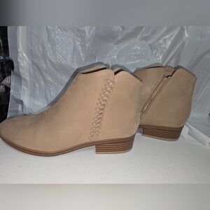 MIA Tan Ankle Booties with Braided Detail